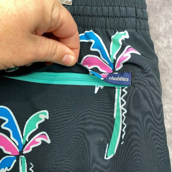 Chubbies Swim Trunks Shorts Mens XL Black Palm tree Floral Beach Aloha Pool 5.5" - Picture 6 of 8